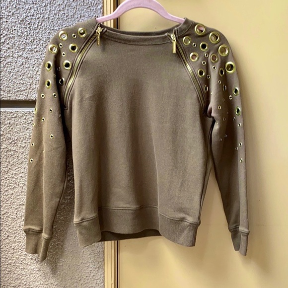 Michael Kors gold eyelet brown sweatshirt - Picture 1 of 6